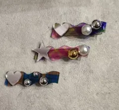 ハンドメイド　ヘアクリップ、ヘアピン　3個