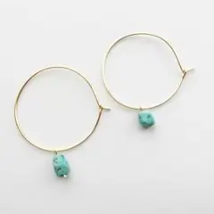 ハンドメイド*《176》ミニターコイズのシンプルフープピアス