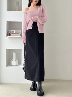 GRL グレイル バックスリットタイトロングスカート ブラック S