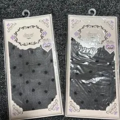 レディースストッキング　水玉　2個セット　20Dブラック　M〜Lサイズ