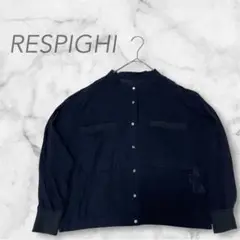 RESPIGHI レスピーギ シャツ 薄め 春夏 長袖 綿 ネイビー 紺 M