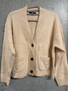 ユニクロスフレーンVネックショートカーディガンピンク　M