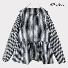 神戸レタス 2WAY キルティングジャケット チェック ペプラム 中綿アウター