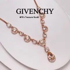 美品✨ジバンシィピンク×レッドラインストーンレディースネックレス_ 