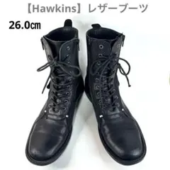 【Hawkins 】レースアップブーツ黒 26cm ダブルジップ GT-5440