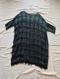 zucca ズッカ　チェック柄 フリンジ付き チュニック　ワンピース