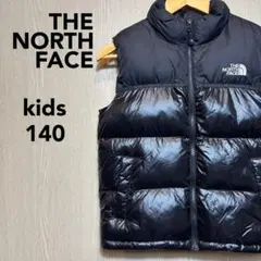 ザノースフェイス☆中綿ベスト　キッズ140 ブラック　刺繍ロゴ　ON Ball