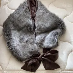 グレー フェイクファー ショールタイプ マフラー