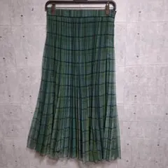 ZARA グリーン チェック フレアスカート