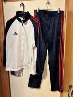 adidas ジャージセット ホワイト/ネイビー/レッド　Mサイズ　レディース