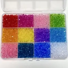 【ビーズまとめ売り　ケース付　ソロバンビーズ4mm】