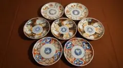 古伊万里　伊万里　豆皿　菓子皿　色絵　金襴手　小紋　３種　７客