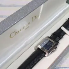Christian Dior クォーツ腕時計 ネイビー　スクエア 本革 稼働品のサムネイル