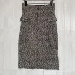 スナイデル　ニットロングタイトスカート　飾りポケット　グレー　1 / S