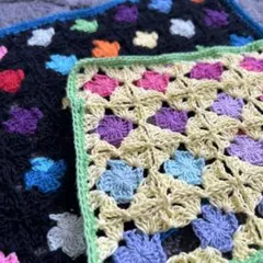 【ハンドメイド】カラフルな花柄のかぎ針編みランチョンマット