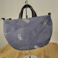 ミナペルホネン/ちょうちょグレイ/ミニラウンドショルダー本革黒