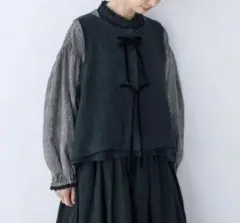 サマンサモスモス　kazumiコラボ　リバーシブルレースベスト　ブラック