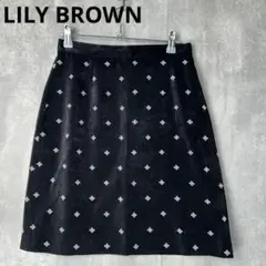 LILY BROWN リリーブラウン　サテン調　刺繍スカート　黒　ミニスカート