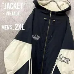 レア90s《アディダス》刺繍ナイロンジャケット 中綿/メンズ2XL