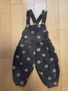 グレーの水玉コーデュロイサロペット85~90