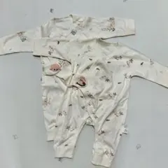 動物柄ロンパース クリーム色