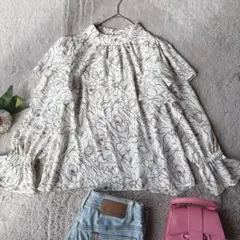 美品(F)スナイデル/長袖ブラウス/シャツ/総柄/プルオーバー/とろみのサムネイル