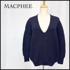 マカフィー 長袖 ニット セーター トップス Vネック ウール ゆったり 濃紺S