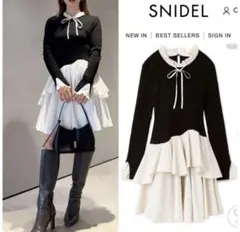 スナイデル☆裾フリルコンビニットワンピース☆石原さとみ 紗栄子着用