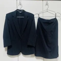 ネイビー ストライプ ジャケット スカート セットアップ