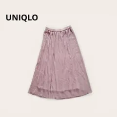 ユニクロ プリーツスカート ロング丈 ウエストゴム フェミニン カジュアル 無地