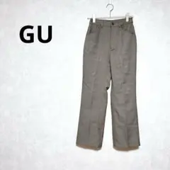 【ジーユー】ストレッチ　フレア　パンツ　センタープレス　イージー　ブラウン　M