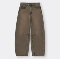 GU ブラウン バレルレッグジーンズ Lサイズ