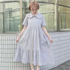 merry jenny ギンガムチェック スカラップ ワンピース