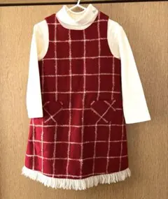 BEBE赤 チェック柄 ワンピース&長袖セーター110