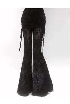 ブラックレースフレアパンツ　サブカルチャー　ゴシック スタイル　3.22前後発送