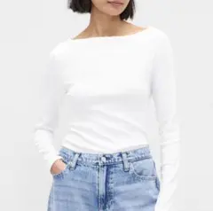【新品未使用】GAP モダンボートネックTシャツ 長袖 ホワイト