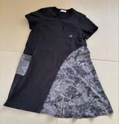 AVIREX 半袖ワンピース ブラック/迷彩