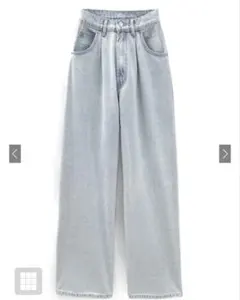 GRL グレイル タックワイドデニムパンツ ライトブルー デニム ワイドパンツ
