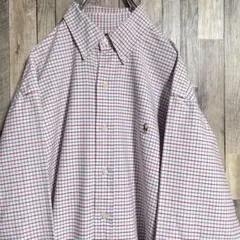 ラルフローレン 刺繍ロゴ チェック BD オックスフォードシャツ XL 90s