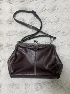 がま口 ショルダーバッグ ブラウン