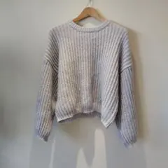 Discoat　リブ編みライトパープル長袖セーター