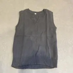 グレー スクールベスト　ノースリーブ Vネック ベスト