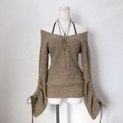 オフショル ドロスト ニット Y2K 平成ギャル フェアリーグランジ 森ガール