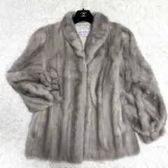 【美品】サガミンク サファイアミンク 毛皮 ファーコート 銀サガ グレー 9