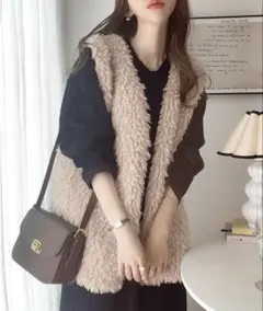 クラシカルエルフ ボリューム プードル フェイク ファー ベスト ボアXL