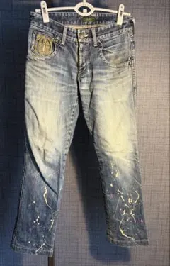 Obelisk ブーツカット デニムパンツ ペイント加工 メンズ 30インチのサムネイル