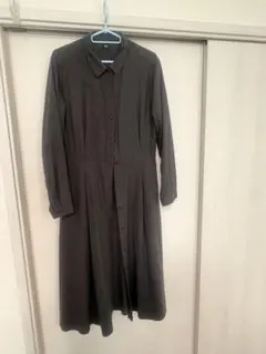UNIQLO フランネルシャツワンピース　無地　チャコール