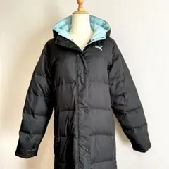 アラレちゃん様専用‼️PUMA プーマ フード付き ベンチコート 黒 水色