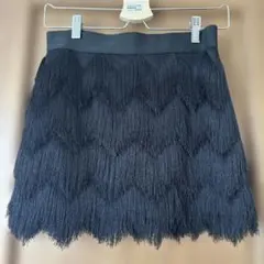 BCBGMAXAZRIA ブラック フリンジスカートxs