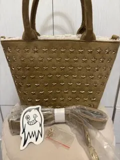 ⭐️美品⭐️DIAVEL ディアベル ゴールドスタッズ ボアバッグ ベージュ 冬用